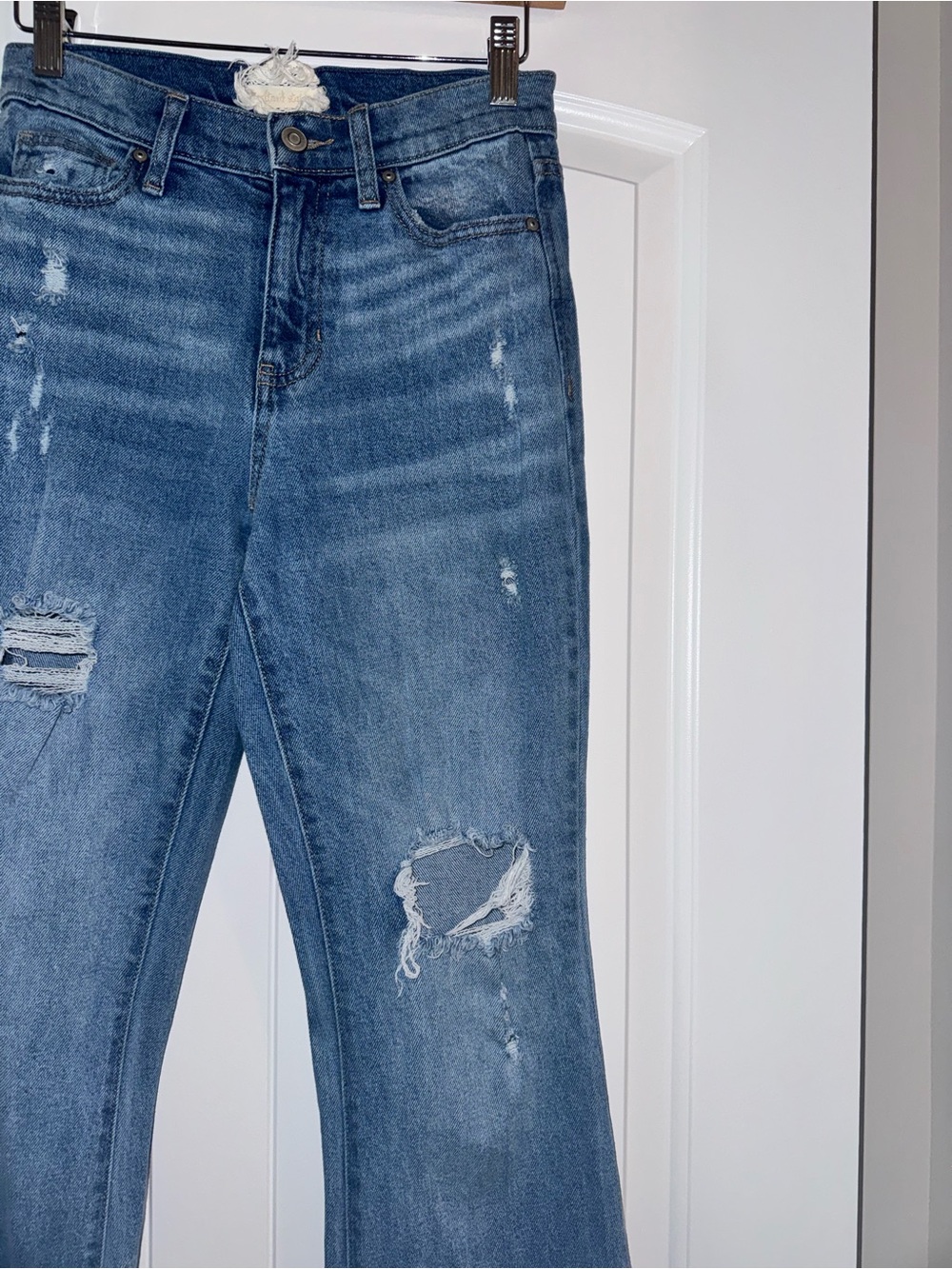 Altar'd State Distressed Medium Wash Flare Jeans - Blue - Picture 3 of 11